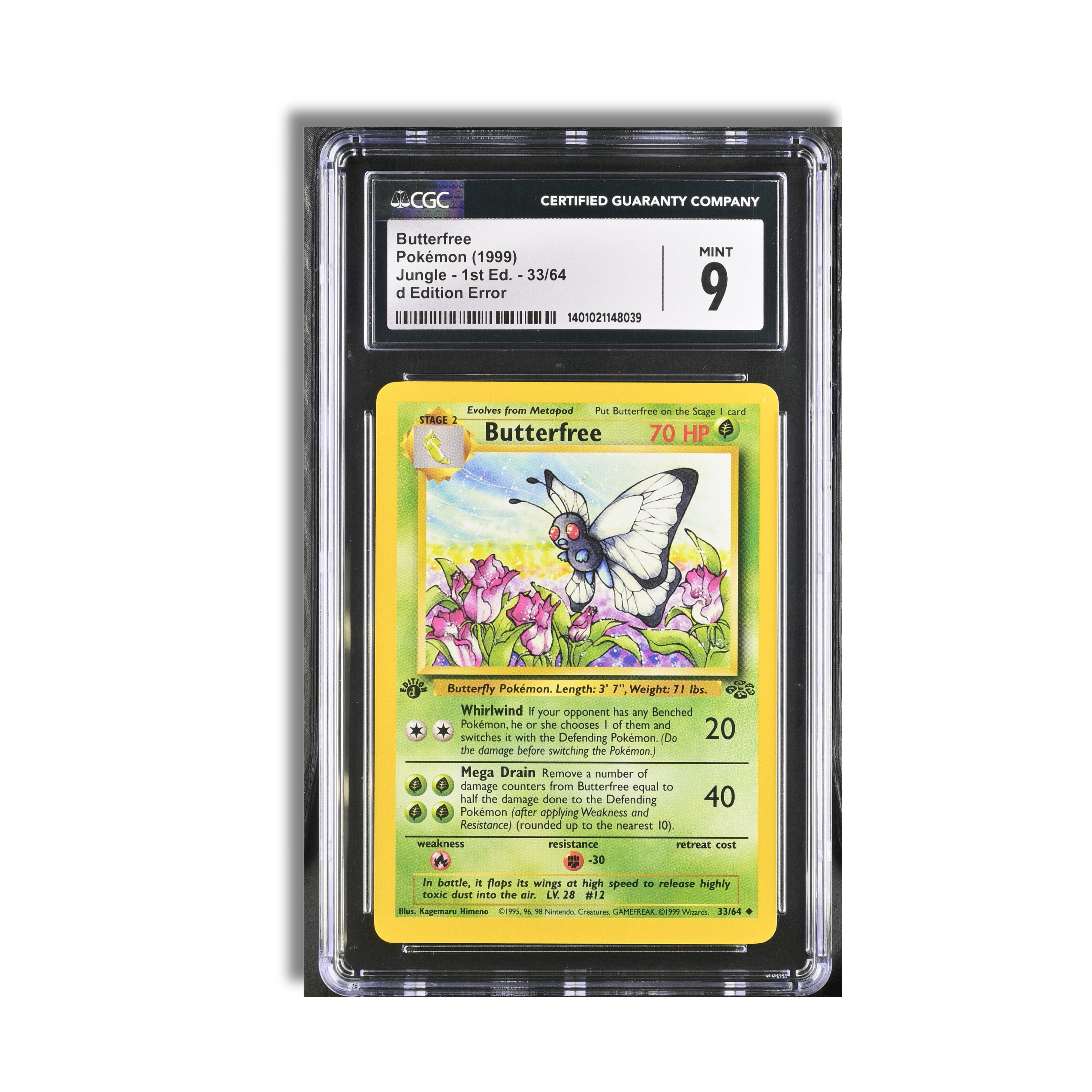 Butterfree Jungle 1st Ed. d Edition Error 33/64 - CGC 9