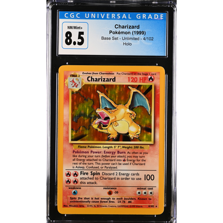 Charizard Base Set Unlimited Holo 4/102 - CGC 8.5